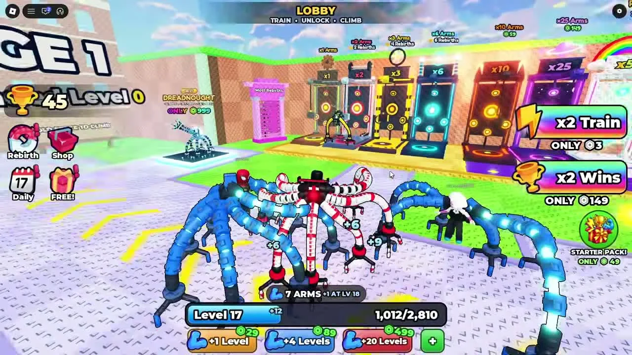Lobby training stations and rebirth requirements